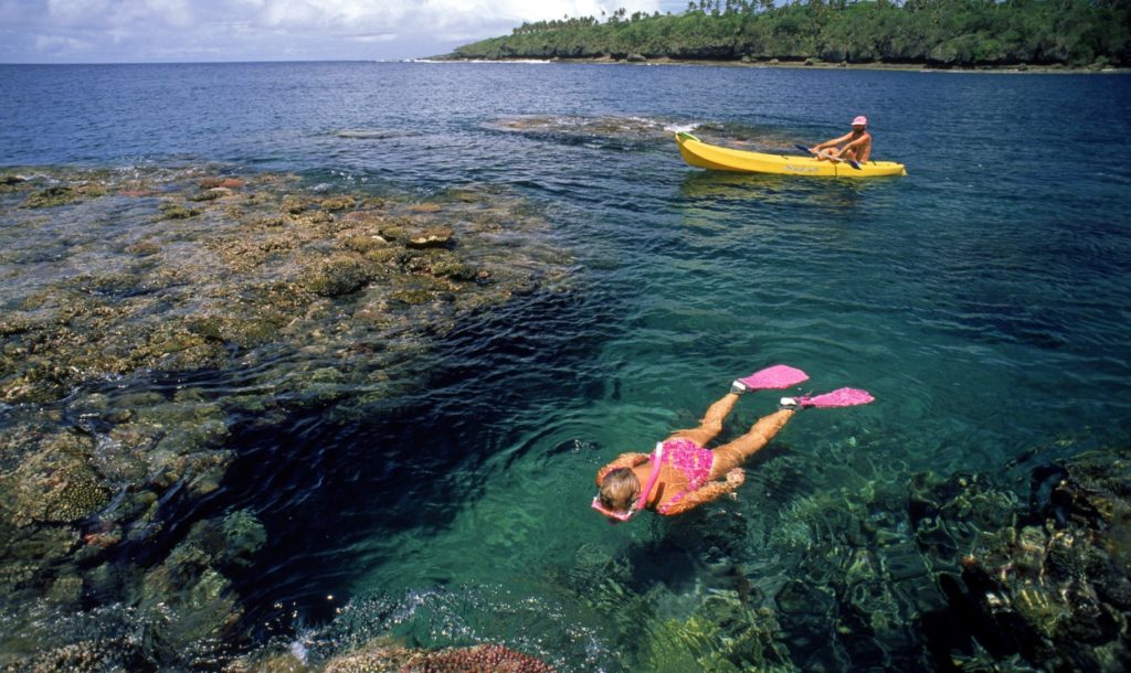 "Snorkeling off NamaleÕs private Beach"