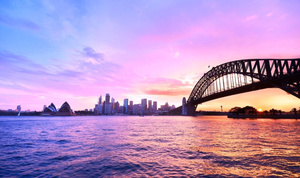 View of Sydney Harbor at twilight